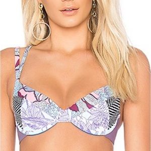 Maaji Reversible Floral Lined Underwire Strappy Bikini Top in Colors & Songs